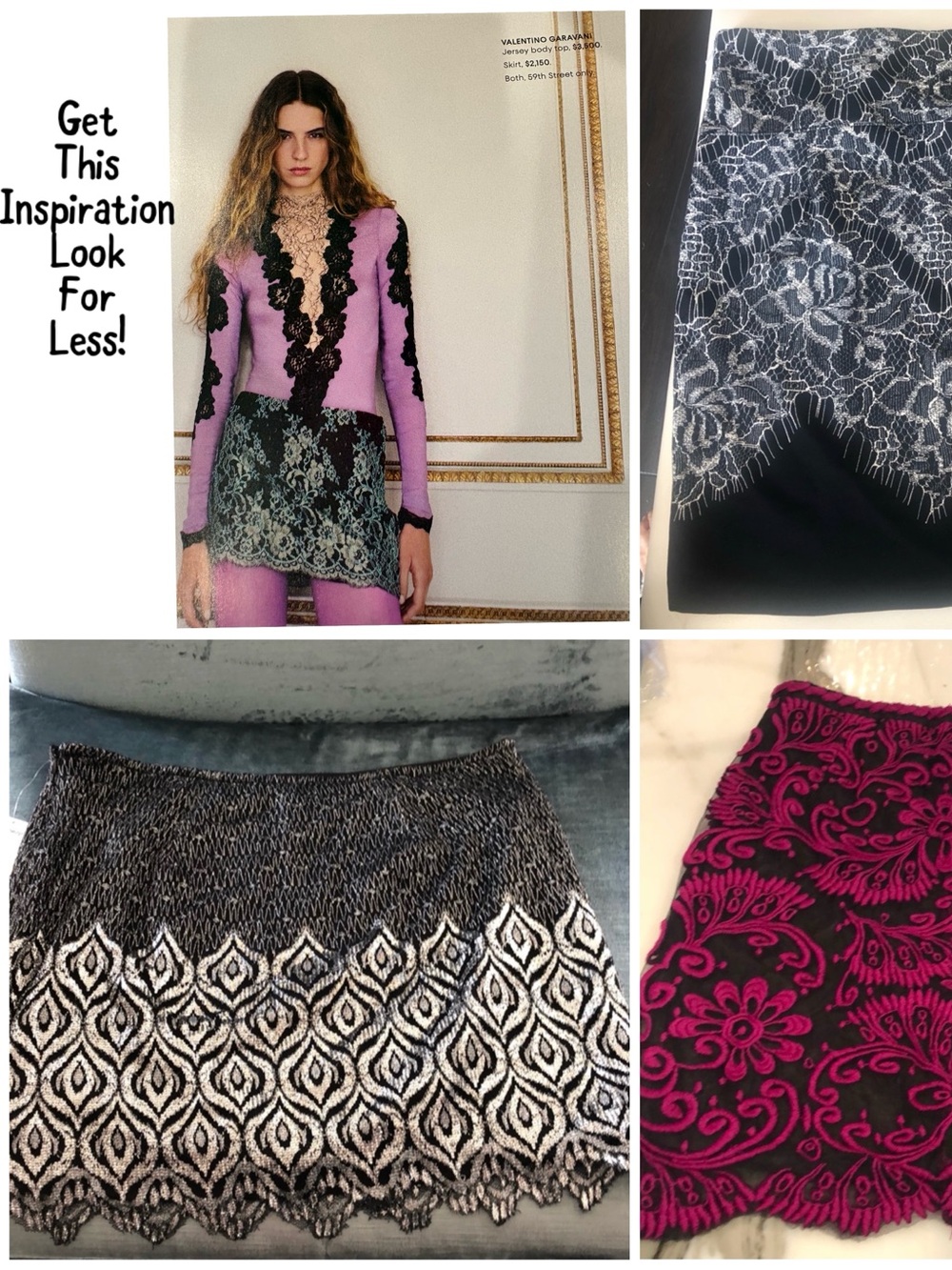 Free People Stunning Silver/Black Lace Skirt,10